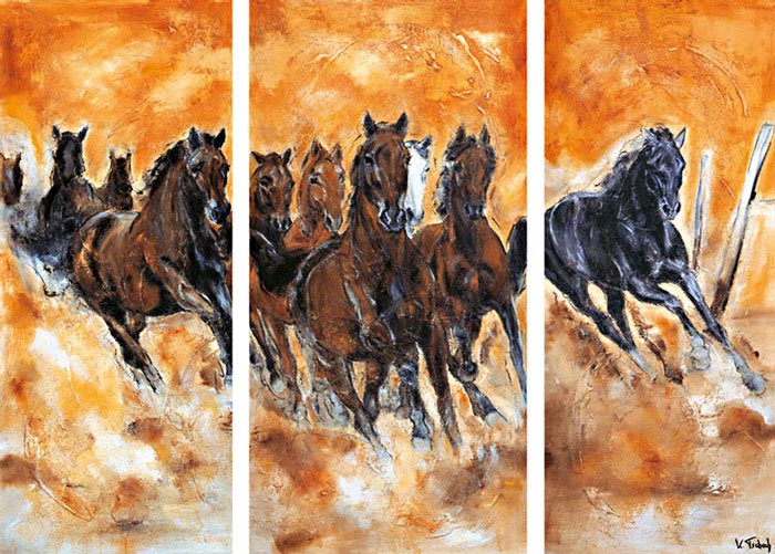 Pferdeherde gemalt